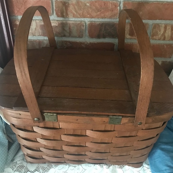Rare Vintage 1970’s Handmade Wood Wicker Basket - Picture 7 of 8
